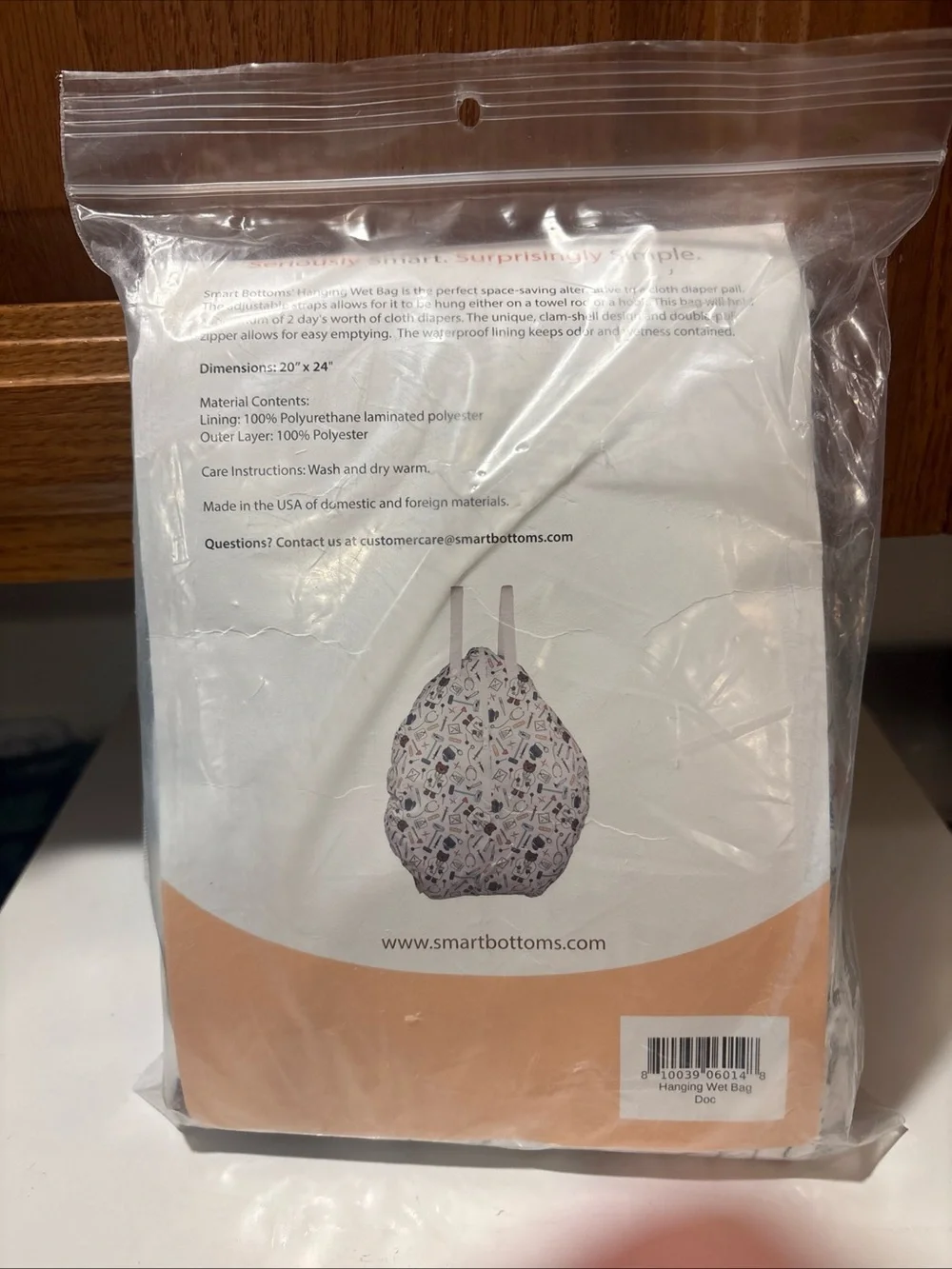 Smart Bottoms White Medical Print Hanging Wet Bag